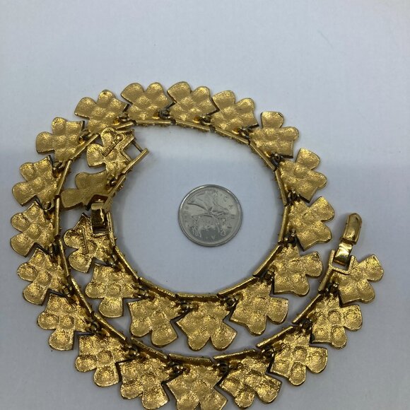 Vtg 1970 D'ORLAN signed gold tone rhinestone choker necklace - Picture 3 of 3